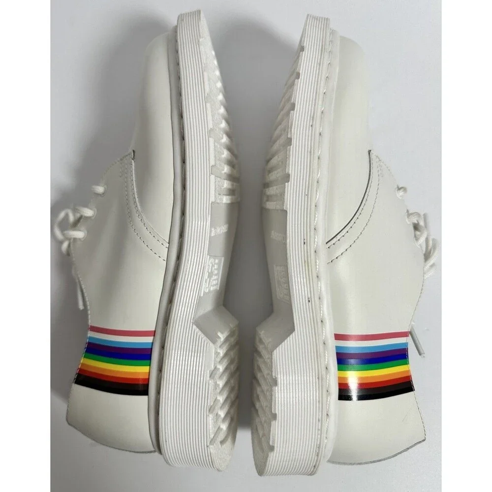 Dr Martens 1461 White Rainbow Stripe Pride Shoes Mens 9 Womens 10